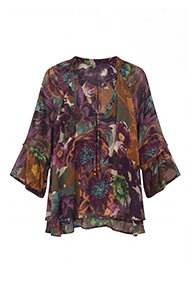 CRISLA 8713, Damenbluse mit Schoko-Blumenprint aus der JMP Kollektion