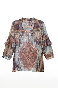 CACHA 8607, würzig-salbeifarbene Damenbluse aus der JMP Kollektion