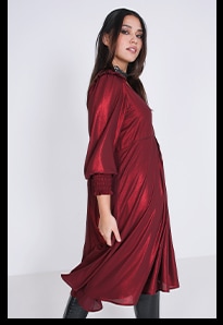 Robe midi effet métalissé