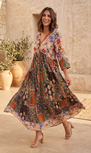 CORAYA Patchwork-Print Kleid