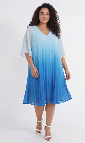 ROSOCO — Robe plissée bleu dégradé, nouvelle démarque — Jean Marc Philippe