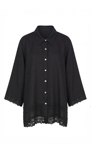 CROMY — Black shirt with lace trim, new markdown — Jean Marc Philippe