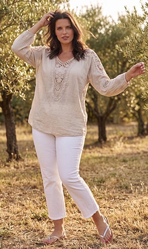 CARIOLA — Beige linen tunic, sale — Jean Marc Philippe