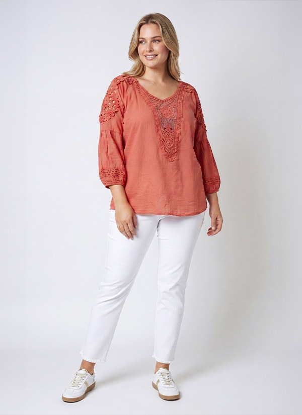 CARIOLA — Terracotta linen tunic, sale — Jean Marc Philippe