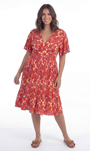 RASAMY — Robe imprimé fleuri corail, Last Chance — Jean Marc Philippe