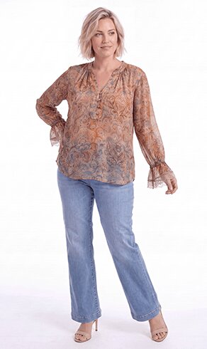 CAPRI — Bedruckte Bluse Puder-Aurora, Neue Kollektion — Jean Marc Philippe