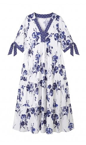 ROBI — Long Flower Dot print dress — Last Chance — Jean Marc Philippe