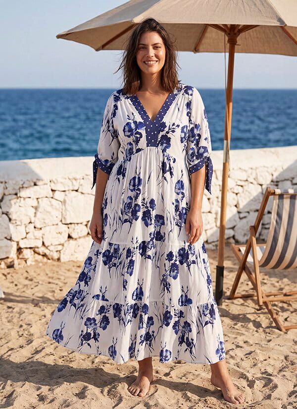 ROBI — Long Flower Dot print dress — Last Chance — Jean Marc Philippe