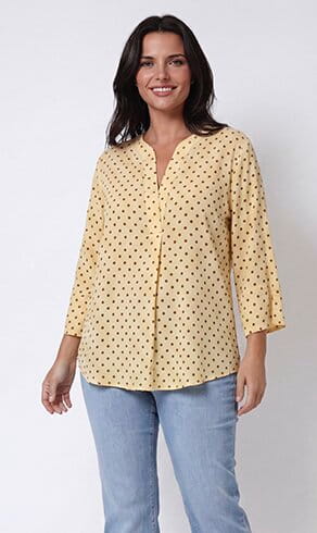 TICANA — Vanillefarbene Bluse mit Schokopunkten — Last Chance — Jean Marc Philippe