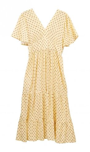 ROSMAY — Vanillefarbenes Kleid mit Schokopunkten — Last Chance — Jean Marc Philippe