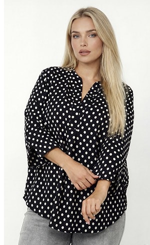 TICANA — Flowy black and white polka dot blouse, Last Chance — Jean Marc Philippe