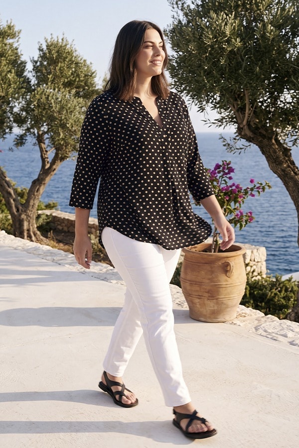 CISI — Ombre polka dot print blouse worn outdoors, Last Chance — Jean Marc Philippe