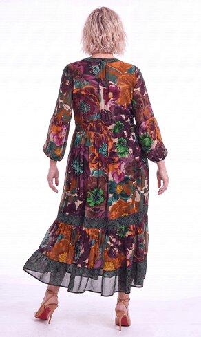 REVELA — Langes Kleid mit Patch-Bohème-Print — Neue Kollektion — Jean Marc Philippe